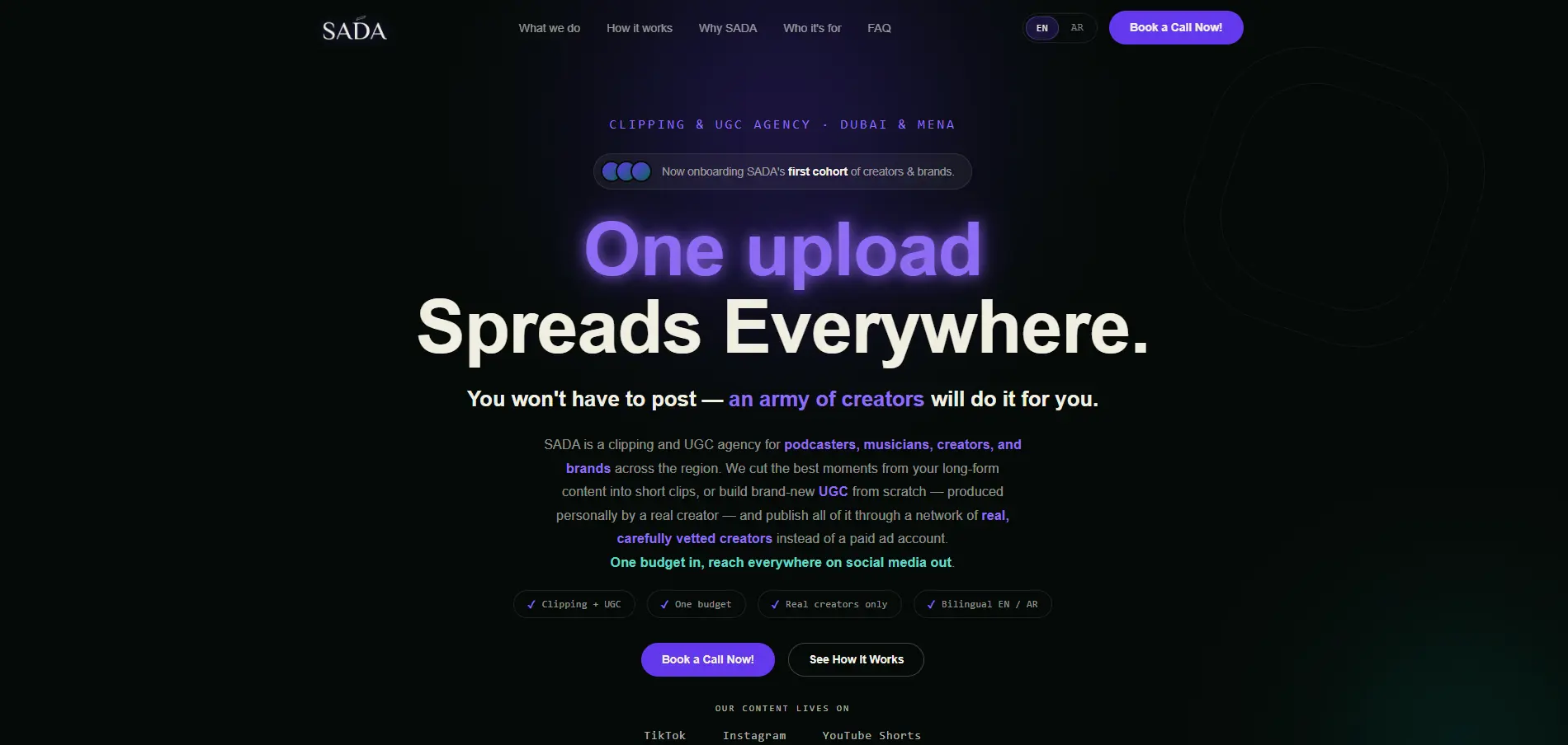 SADA Clips UGC and clipping agency website