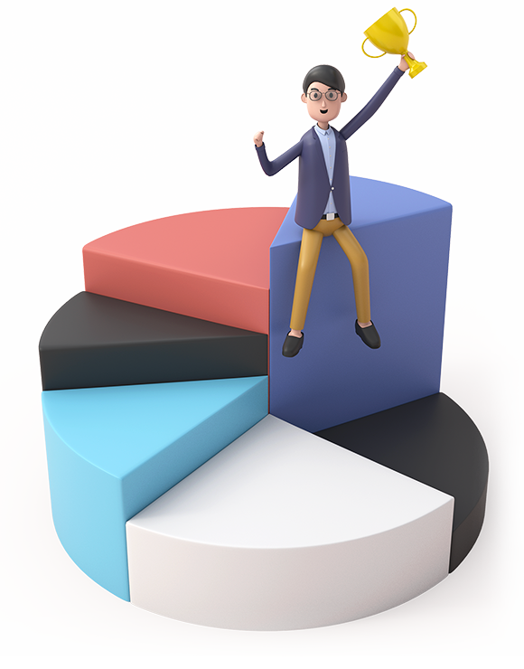 3D Man holding a cup winning