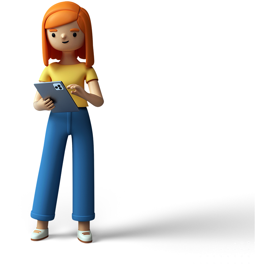 3D Girl holding a tablet